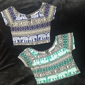 Young women short tops.